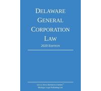 Michigan Legal Publishing Delaware General Corporation Law; 2020 Edi (Tascabile)