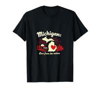 Michigan Love from The Mitten Crimson Heart Maglietta