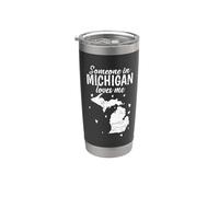 Michigan Qualcuno nel Michigan mi ama USA Bicchiere termico in acciaio inox doppia parete