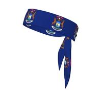 Michigan State Flag Print Head Tie Bands, Ninja Karate Tie, Athletic Sweatbands, Sweat Wicking Workout Head Band