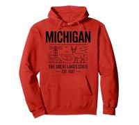 Michigan The Great Lakes State Est 1837 Michigan Pride Felpa con Cappuccio