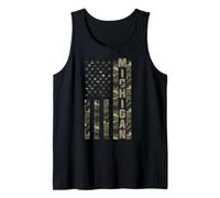 Michigan United States Distressed Camo w US Flag Canotta