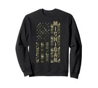 Michigan United States Distressed Camo w US Flag Felpa