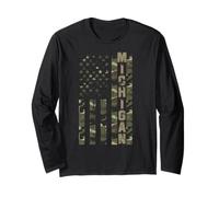 Michigan United States Distressed Camo w US Flag Maglia a Manica