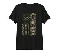 Michigan United States Distressed Camo w US Flag Maglietta Premium