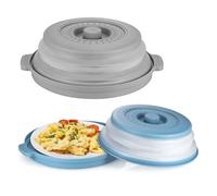 MICHIHOMIE Confezione da 2 coperture pieghevoli per microonde, 26,9 cm, in silicone, con vassoio, previene gli schizzi di cibo, cestino drenante per frutta e verdura, senza BPA