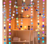 MICHIHOMIE Ghirlanda di carta glitterata rotonda da 20 m, 5 pezzi da 4 m, ghirlanda iridescente da appendere, per ghirlande di compleanno, matrimonio, festival, feste