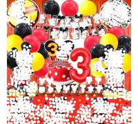 Mick - Decorazione di Compleanno per 3 anni, Con Palloncini, Palloncini, Decorazioni per Torte, Cartone Animato, Decorazioni per Compleanni, 51 Pezzi