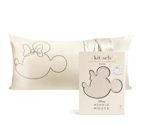Mickey/Minnie x Kitsch, Federa in raso, morbida per proteggere pelle e capelli, rinfrescante, con cerniera, copricuscino king size, Minnie