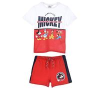Mickey Mouse Bambino Maglietta e Pantaloncini (Rosso,8 Anni)