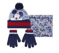 Mickey Mouse da 3 - 7anni Cappello Pompon con Scaldacollo Guanti Invernale