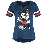Mickey Mouse Minnie & Topolino Buddies Donna T-Shirt Blu 100% Cotone Largo