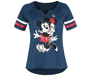 Mickey Mouse Minnie & Topolino Buddies Donna T-Shirt Blu 100% Cotone Largo