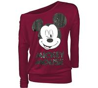Mickey Mouse Minnie & Topolino Twinkle Donna Maglia Maniche Lunghe Rosso 95% Viscosa, 5% elasthane Largo
