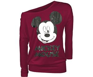 Mickey Mouse Minnie & Topolino Twinkle Donna Maglia Maniche Lunghe Rosso 95% Viscosa, 5% elasthane Largo