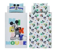 Mickey Mouse Set Copripiumino Singolo 100% Cotone per Bambini Reversibile Letto
