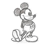 Mickey Mouse - Stampa su Tela “Sketched”, Cotone, Multicolore, 1,80 x 40,00 x 50,00 cm