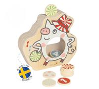 Micki Jinglepop Pig Montessori Gioco a incastro, giocattolo a partire da 1 | Giocattolo in legno per bambini a partire da 1 anno, con suono, numeri da 1 a 10, colori e motivi, giocattolo per le abilità