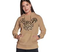 Micky Mouse - Felpa da donna con cappuccio, motivo: Topolino, Beige, M