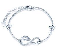 MicLee-Bracciale da donna bracciale in argento 925 bracciale delfino oceano bracciale simbolo dell'infinito con stella incavata e catena regolabile con zirconi bracciale animale moda set