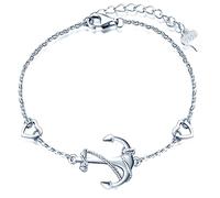 MicLee Bracciale da donna bracciale semplice S925 bracciale d'amore con ancora in argento sterling
