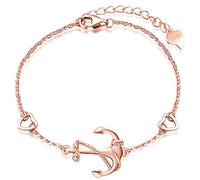 MicLee Bracciale da donna bracciale semplice S925 bracciale d'amore con ancora in argento sterling