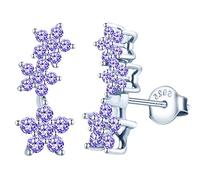 MicLee Orecchini a fiore con zirconi viola da donna orecchini fiori di prugna in argento 925 gioielli eleganti