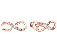 MicLee Orecchini da donna in argento Sterling 925, con simbolo dell'infinito, con zirconi intarsiati, orecchini da ragazza, argento, oro rosa o oro, Argento sterling, zirconia cubica,