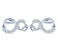 MicLee Orecchini di delfino con zirconi in argento 925 per donna ragazze orecchini a lobo di simbolo dell'infinito gioielli eleganti, Argento
