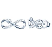 MicLee Orecchini di simbolo dell'Infinito con gatto da donna ragazze orecchini in argento 925 con zirconi gioielli eleganti, Argento