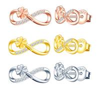 MicLee Orecchini di simbolo dell'Infinito con trifoglio da donna ragazze orecchini in argento 925 con zirconi gioielli eleganti, set di 3 paia
