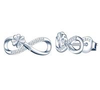 MicLee Orecchini di simbolo dell'Infinito con trifoglio da donna ragazze orecchini in argento 925 con zirconi gioielli eleganti, Argento