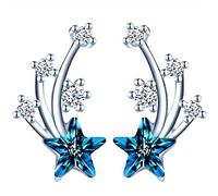 MicLee Orecchini di stelle con cristalli blu in argento 925 per donna ragazze orecchini a lobo con zirconi gioielli eleganti