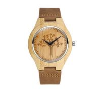 MicLee Orologio analogico al quarzo da uomo e donna, con albero della vita, in legno, con cinturino in pelle, regalo per uomo e donna, cinturino, Bracciale
