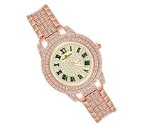 MicLee Orologio da donna ragazza Orologio al quarzo di lusso con diamanti incastonati Quadrante con numeri romani Set in lega, movimento domestico Orologi di moda