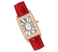 MicLee Women's Quartz Watch with Leather Strap Luxury Rhinestone Alloy Wrist Watch Zirconia-Set Square Dial Quartz Analogue Fashion Watches for Ladies Girls Creative Arabic Numeral Dial