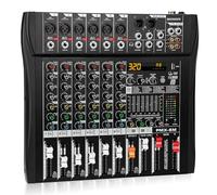 MICNAUX Mixer audio a 6 canali Mixer Console professionale con 320 effetti DSP, 7 bande EQ Sound Mixing Board Mixer digitale DJ w/USB Bluetooth MP3 per la registrazione, pulsante di accensione e