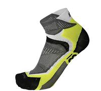 MICO Calza Run Corta Extralight Weight X-Performance (S, Bianco-Giallo Fluo)