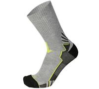 MICO Calza Trekking Unisex Active Travel Media Medium Weight Odor Zero X-Static, Linea Buon Camino, 100% Made in Italy - CA01510 (IT, Numero, 38, 40, Regular, Regular, Grigio Melange/Giallo Fluo)