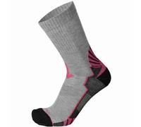 MICO Calza Trekking Unisex Active Travel Media Medium Weight Odor Zero X-Static, Linea Buon Camino, 100% Made in Italy - CA01510 (S, Grigio Melange/Fucsia)