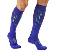 MICO CALZE RUNNING LIGHT Lunghe in Maglia nylon + fibra LYCRA, OXI-JET COMPRESSION (+ossigeno +recupero +energia) 100% Made in Italy, per Woman/Donna Sportiva, in Colore Bluette