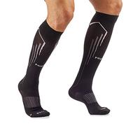 MICO CALZE RUNNING Lunghe in Maglia Nylon + fibra LYCRA, OXI-JET COMPRESSION (+ossigeno +recupero +energia) 100% Made in Italy, per Uomo e per Donna Sportivi, in Colore Nero/Grigio (Taglia XL)