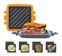 Mico Dingker Microonde toastie Sandwich Maker, Snack Maker & Panini Pressa | Piatti antiaderenti rimovibili in silicone microonde Pentole, Tecnologia Heatwave, arancione