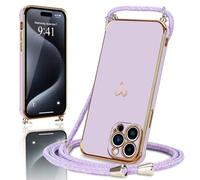 Micoden Cover pour iPhone 15 Pro avec Collier Réglable Cover iPhone 15 Pro Silicone avec Motif Coeur d'amour Mignon Etui Housse avec Cordon Tour de Cou Lanière en Corde pour iPhone 15 Pro (Violet)