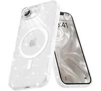 Micoden Custodia Magnetica per iPhone 16e Etui à Paillettes Brillant Charge sans Fil Housse de Protection Antichoc pour Appareil Photo Glitter Silicone TPU Souple,Transparente