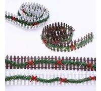 MicoLandscape Elfo di Natale Fata Giardino Recinzione in legno in miniatura Stringa di luce a LED fatta a mano Paesaggio di vite Verde Evergreen Prop