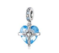 Micoo Ciondolo in argento Sterling 925 con pietra portafortuna, gennaio-dicembre, cuore con zirconi, si adatta alla maggior parte dei braccialetti e delle collane, gioielli da donna, Argento sterling