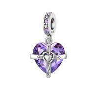 Micoo Pendente argento 927 con zirconi a forma di cuore (pietra natale gennaio-dicembre), adatto alla maggior parte dei bracciali e delle collane, regali di gioielleria da donna