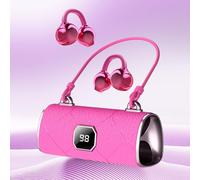 Micool Cuffie auricolari Bluetooth 5.4, auricolari a clip wireless con batteria 36H, audio spaziale, cuffie aperte stile borsa rosa con custodia di ricarica e ricarica di tipo C