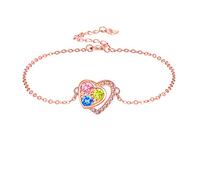 Micory Bracciale Cuore Donna Argento Sterling 925 Bracciale Oro Rosa con Cofanetto Regalo-Regalo Donna Originale Per Mamma Moglie Compleanno Anniversario San Valentino